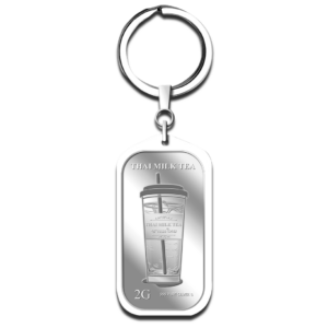 2G Thai Milk Tea Silver Bar Keychain