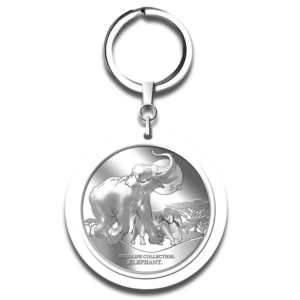 5G Elephant Silver Medallion Keychain